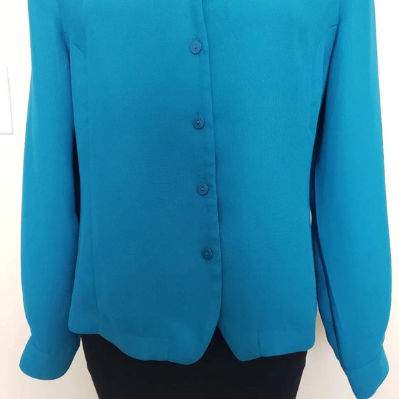 Liz Baker Vintage Blue Button Down  Shirt - Picture 7 of 11